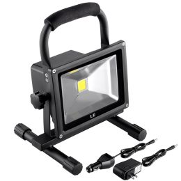 20W Rechargeable Portable LED Work Light, 1400lm, 100W Halogen Equiv, Adapter & Car Charger Included, Waterproof Outdoor Floodlight