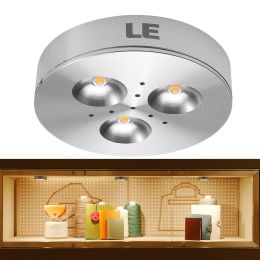 3W LED Under Cabinet Lighting, 210lm, 25W Halogen Bulbs Equiv, Warm White Puck Lights, Kitchen Cupboard Lights