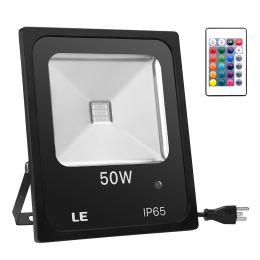Dimmable 50W Outdoor RGB LED Flood Light- Remote Control 16-Color