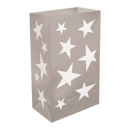 Plastic Luminaria Bag - Silver Stars