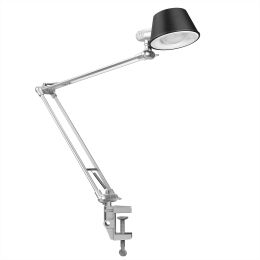 6W Touch Control Flexible Clamp-on Swing Arm Dimmable LED Desk Lamp, Brightness Adjustable Table Lamp for Reading