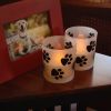 Flickering LED Candles - Paw Prints Glass