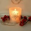 Flickering LED Candles - Snowflakes Glass