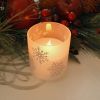 Flickering LED Candles - Snowflakes Glass