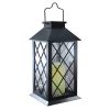 Solar Lantern Tudor Black w/Candle 1ct