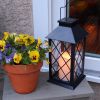 Solar Lantern Tudor Black w/Candle 1ct