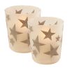 Flickering LED Candles - Silver Stars 2ct