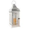 Wooden Lantern LED - White/Chrome 1ct