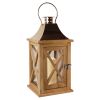 Wooden Lantern LED - Natural/Copper 1ct