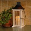 Wooden Lantern LED - WhiteWash/Black 1ct