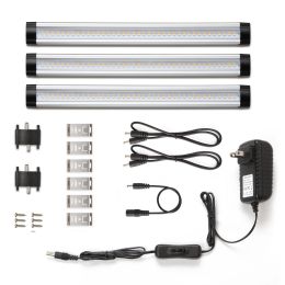 Under Cabinet LED Lighting, 3 Panel Kit, Total of 12W, 900lm, 12V Warm White, 24W Fluorescent Tube Equivalent, All Accessories Included