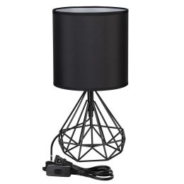 E26 Bulb Base Fabric Shade LED Decorative Desk Lamp, Solid Wood Simple Bedside Desk Lamp for Desk Dresser Dorm