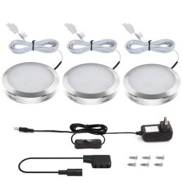 LED Under Cabinet Lighting Kit, 510lm, Warm White, 3 Deluxe LED Kitchen Light Kit, Total of 6 Watt, All Accessories Included, Puck Lights