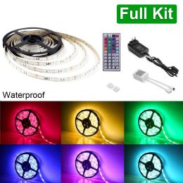 12V RGB LED Strip Lights Kit, 150 Units 5050 LEDs, Waterproof, with Remote Controller & Power Adaptor, Pack of 5M, Flexible LED Tape Light Kit