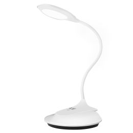 Gooseneck USB Rechargeable LED Clip On Desk Lamp with 3 Dimming Level, Touch Control Portable C-Clamp Table Lamp